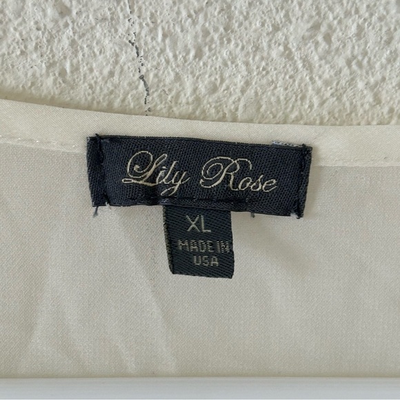 Lily Rose Women’s Sheer Blouse XL Ivory bell Sleeves Peasant Fairy Dainty - Picture 5 of 12